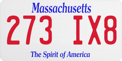 MA license plate 273IX8