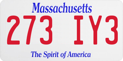 MA license plate 273IY3