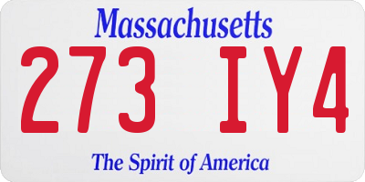 MA license plate 273IY4