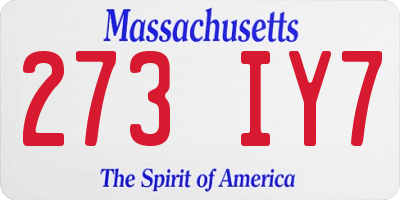 MA license plate 273IY7