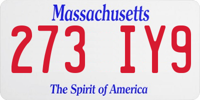 MA license plate 273IY9