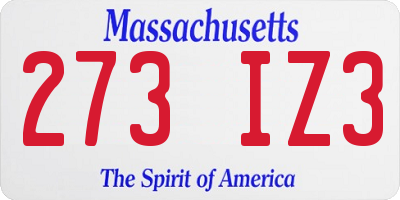 MA license plate 273IZ3