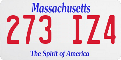 MA license plate 273IZ4