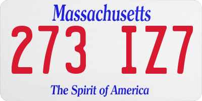 MA license plate 273IZ7