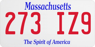 MA license plate 273IZ9