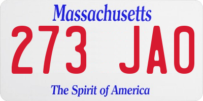 MA license plate 273JA0