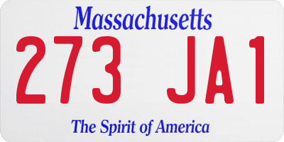 MA license plate 273JA1