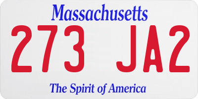 MA license plate 273JA2