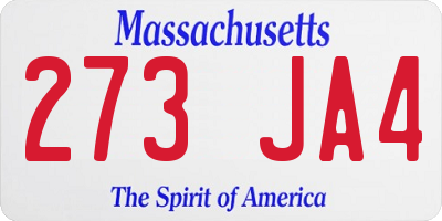 MA license plate 273JA4