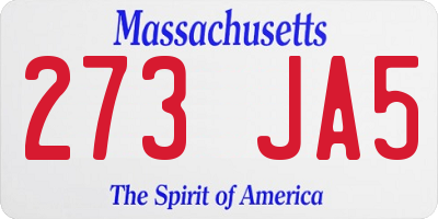 MA license plate 273JA5