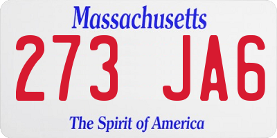 MA license plate 273JA6