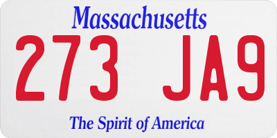 MA license plate 273JA9