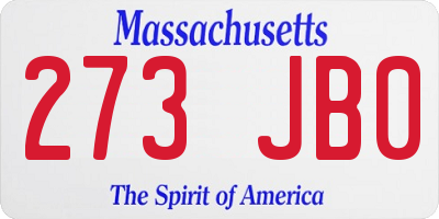 MA license plate 273JB0