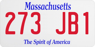 MA license plate 273JB1