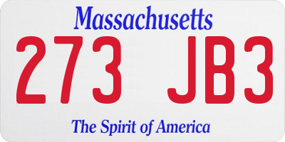 MA license plate 273JB3