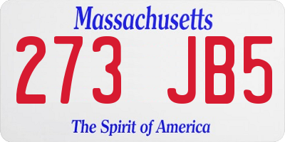 MA license plate 273JB5