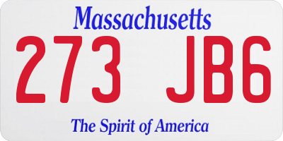 MA license plate 273JB6