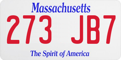 MA license plate 273JB7