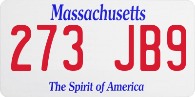 MA license plate 273JB9