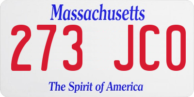 MA license plate 273JC0
