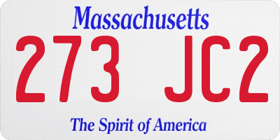 MA license plate 273JC2