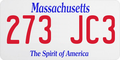 MA license plate 273JC3