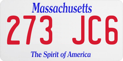 MA license plate 273JC6