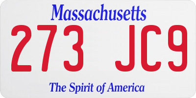 MA license plate 273JC9