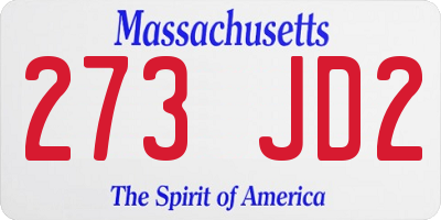 MA license plate 273JD2