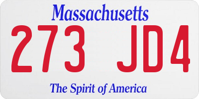 MA license plate 273JD4