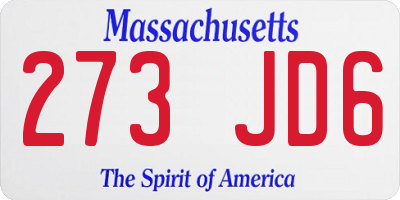 MA license plate 273JD6