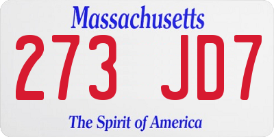 MA license plate 273JD7