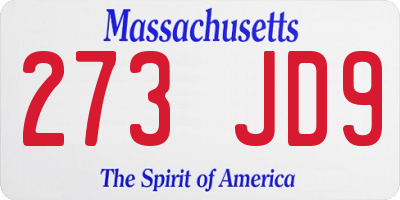 MA license plate 273JD9