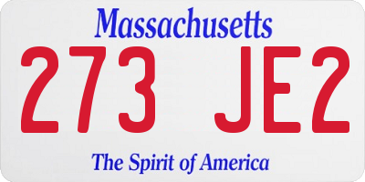 MA license plate 273JE2