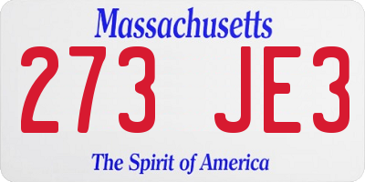 MA license plate 273JE3