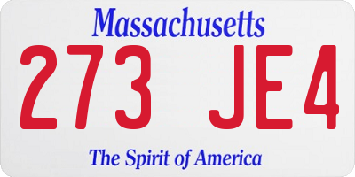 MA license plate 273JE4