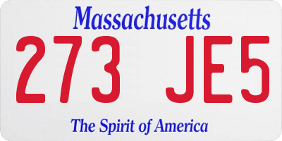 MA license plate 273JE5