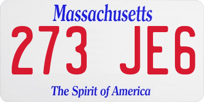 MA license plate 273JE6