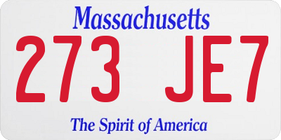 MA license plate 273JE7