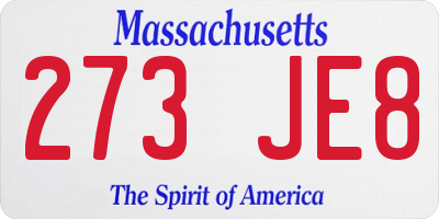 MA license plate 273JE8