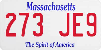 MA license plate 273JE9