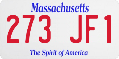 MA license plate 273JF1