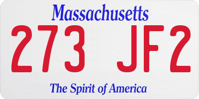 MA license plate 273JF2