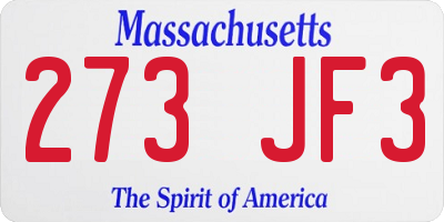 MA license plate 273JF3