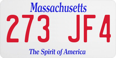 MA license plate 273JF4