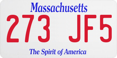 MA license plate 273JF5