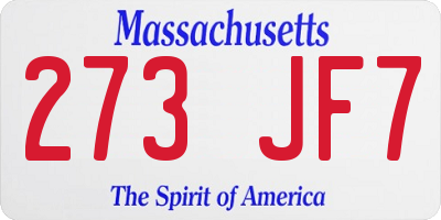 MA license plate 273JF7