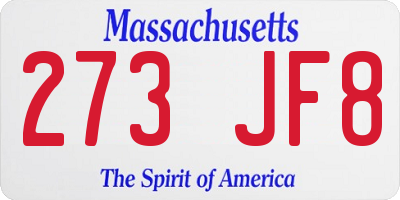 MA license plate 273JF8