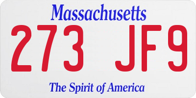 MA license plate 273JF9