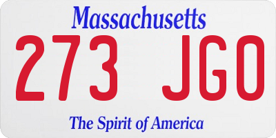 MA license plate 273JG0